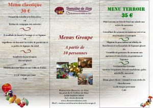 Menus de Groupe 2023 domaine de Sion